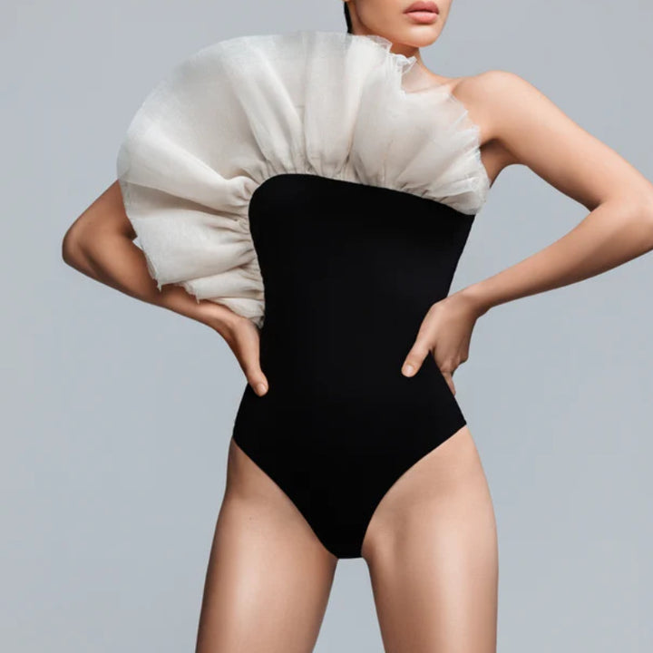 Ladies swimsuit with voluminous ruffle insert Mune Fashion