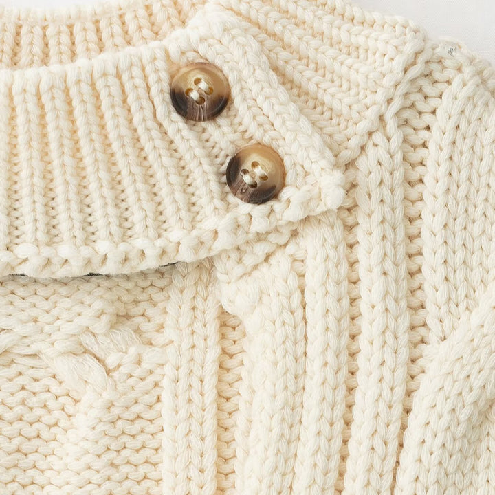 Women's Sleeveless Cable Knit Vest with Stand Collar and Button Detail Mune Fashion
