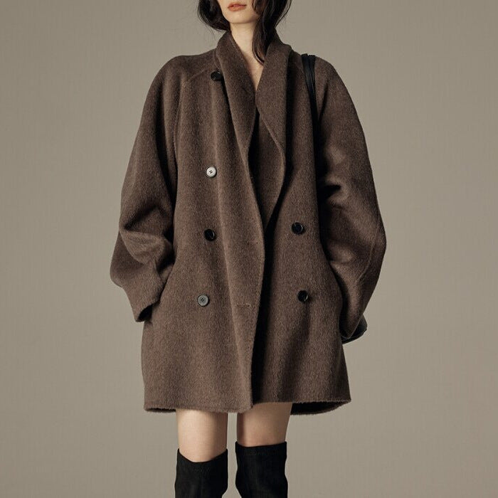 Women Stylish Oversized Wool Coat Mune Fashion