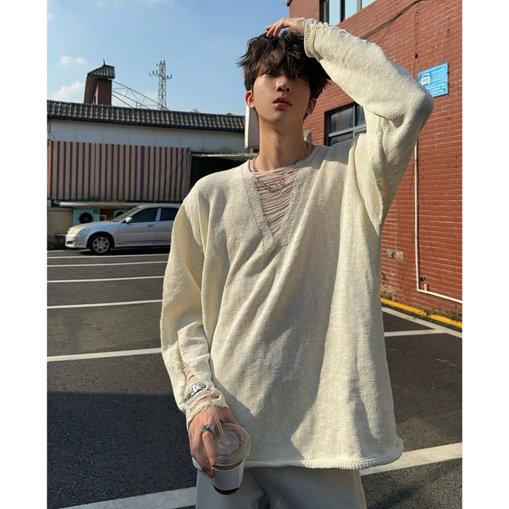 Men's Elegant Knit Top with Concealed Button Placket Mune Fashion