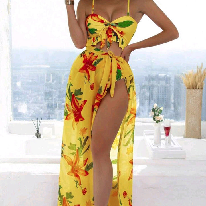 Women's bikini set with floral top and casual maxi skirt Mune Fashion