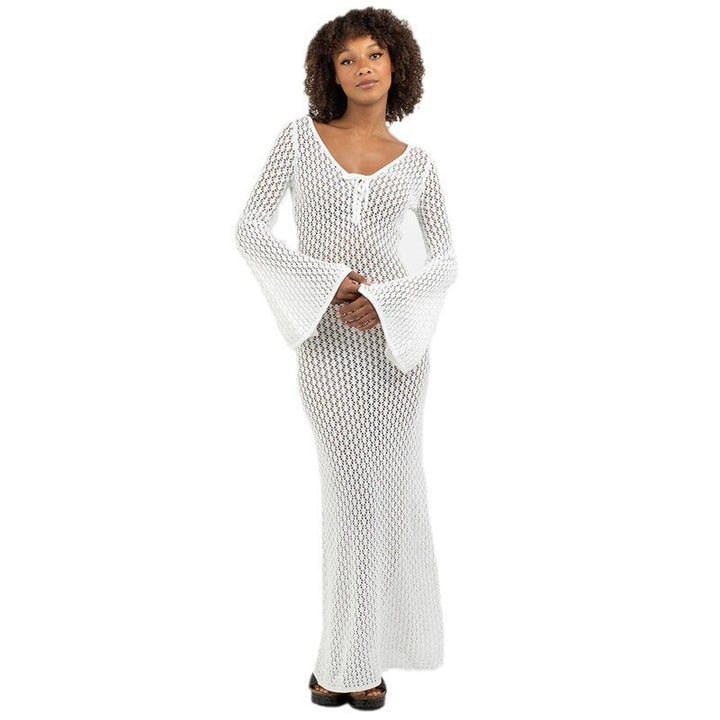 Ladies airy crochet maxi coat Mune Fashion