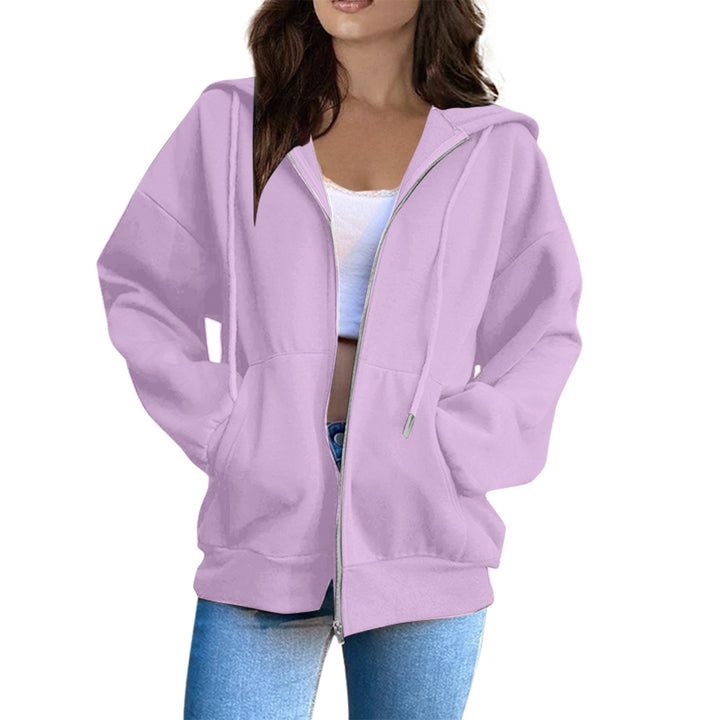Women's casual hoodie jacket with continuous zipper, kangaroo pockets, and voluminous raglan sleeves Mune Fashion