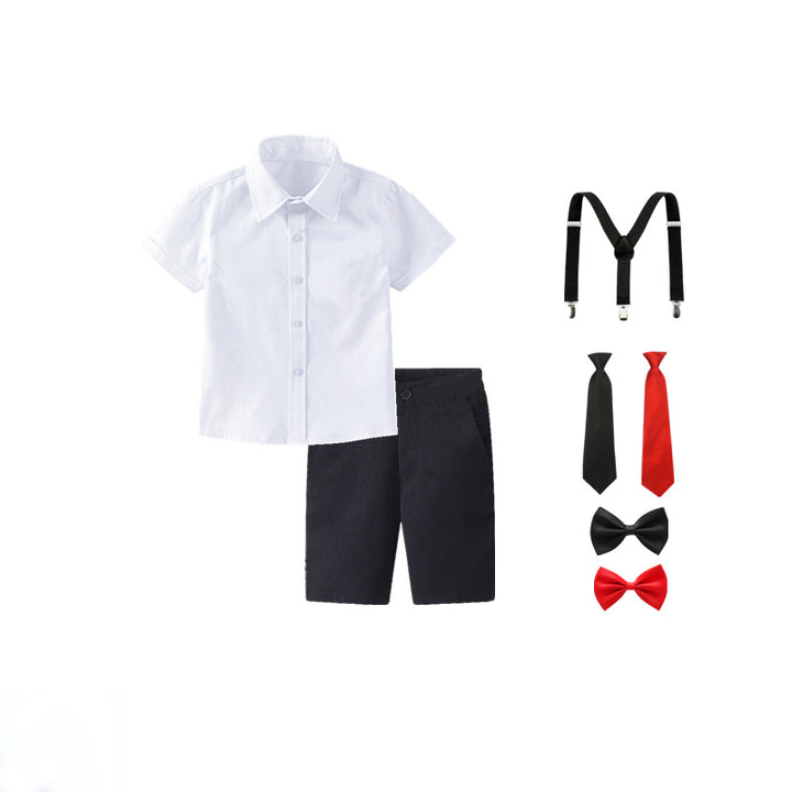 Women's festive shirt and shorts set with suspenders Mune Fashion