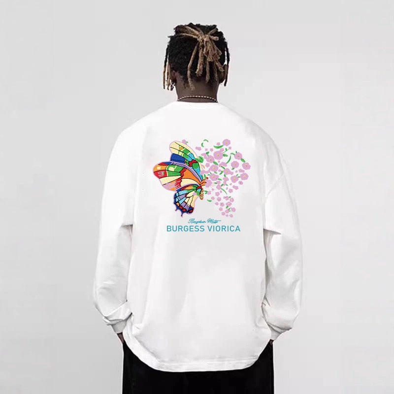 Men's Casual Oversized Sweatshirt with Colorful Butterfly Print Mune Fashion