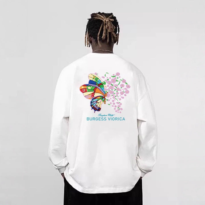 Men's Casual Oversized Sweatshirt with Colorful Butterfly Print Mune Fashion