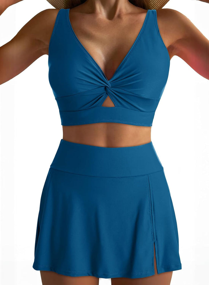 Ladies sporty bikini set with fashionable wrap top and elastic shorts Mune Fashion