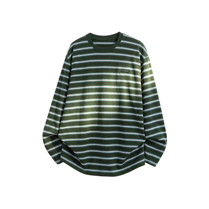 Unisex Oversize-Long Sleeve Shirt with Round Neckline and Fine Striped Pattern Mune Fashion