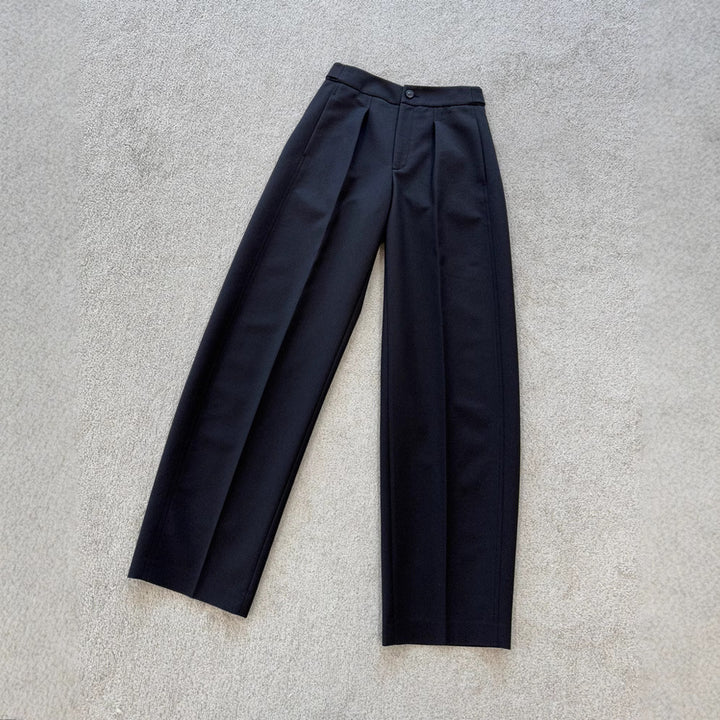 Women Elegant Wide Fabric Pants with Pleats Mune Fashion