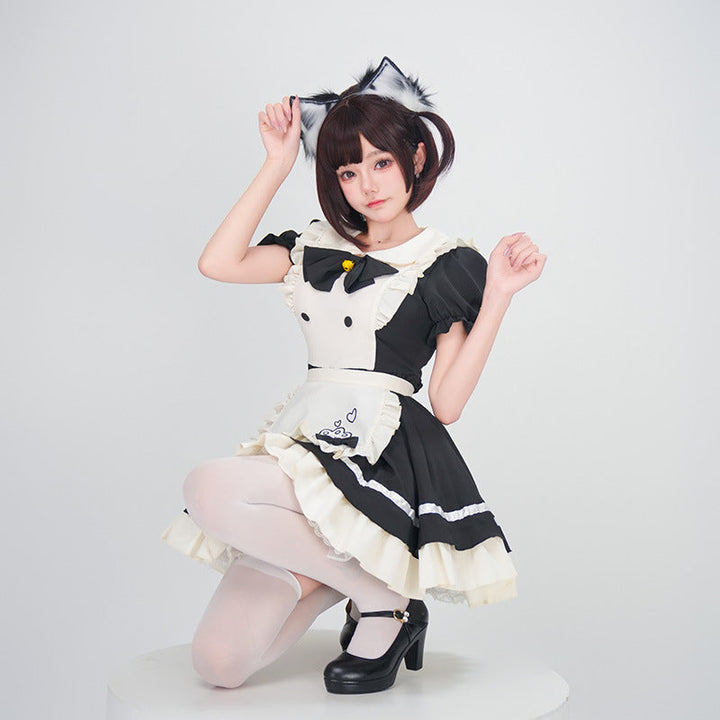 Women playful maid dress with ruffles and apron Mune Fashion