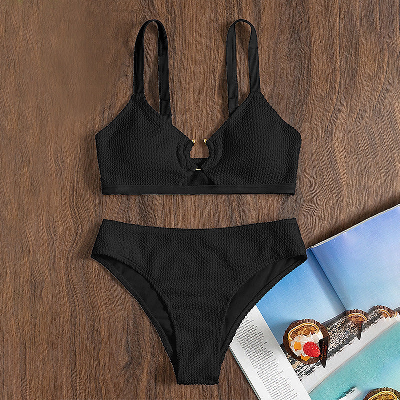 Women's High-Waisted Bikini Set with Small Cut-Out