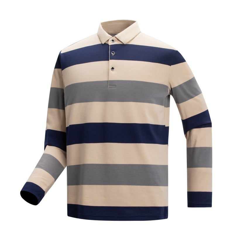 Men's Long Sleeve Polo Shirt with Stripes Mune Fashion