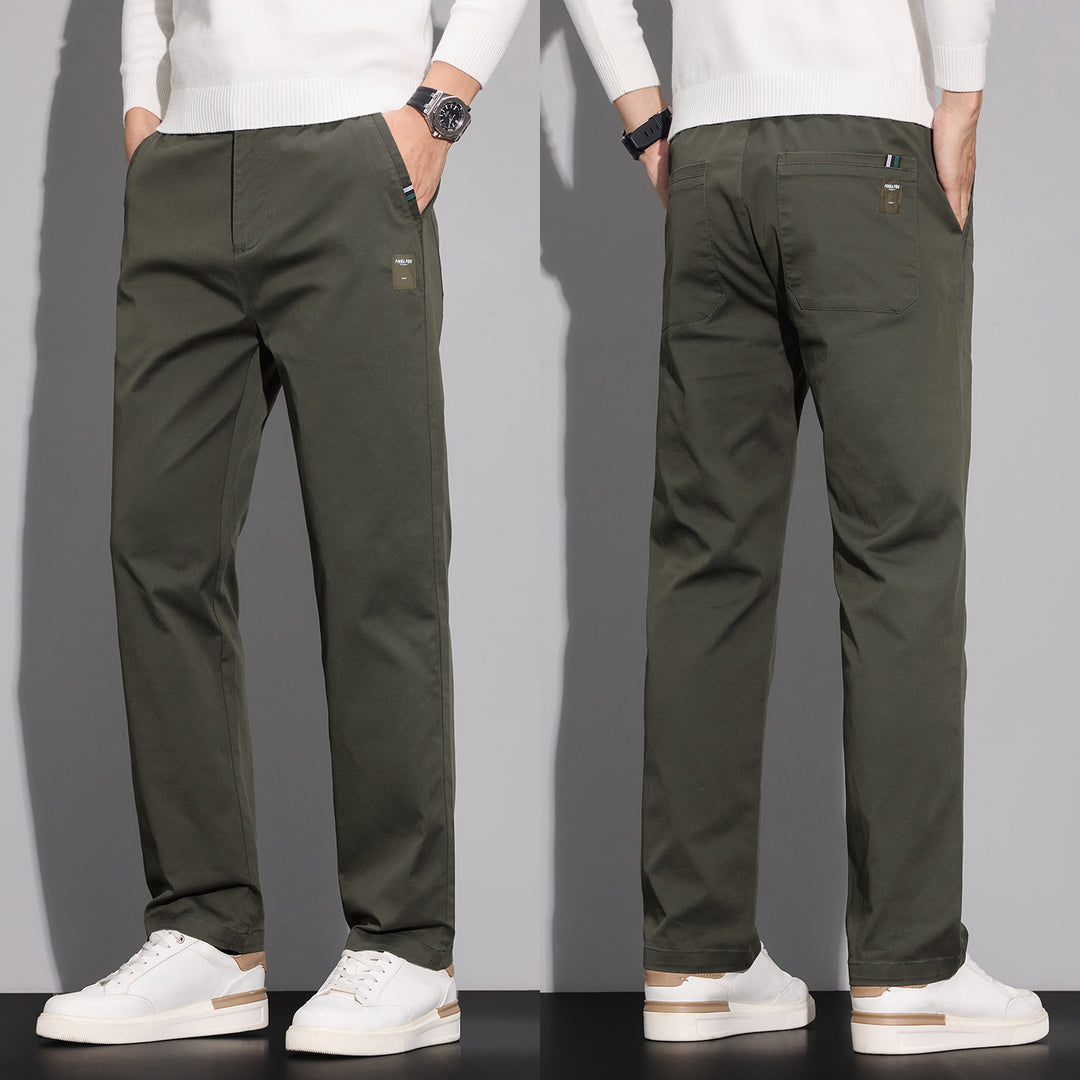 Men's cotton chinos with straight cut and patch back pockets Mune Fashion