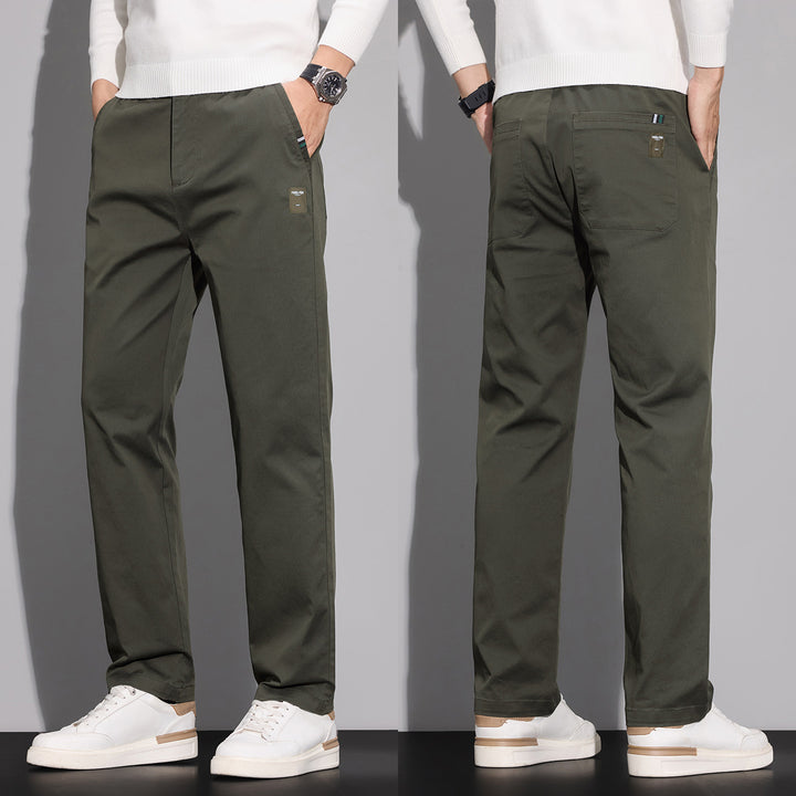 Men's cotton chinos with straight cut and patch back pockets Mune Fashion