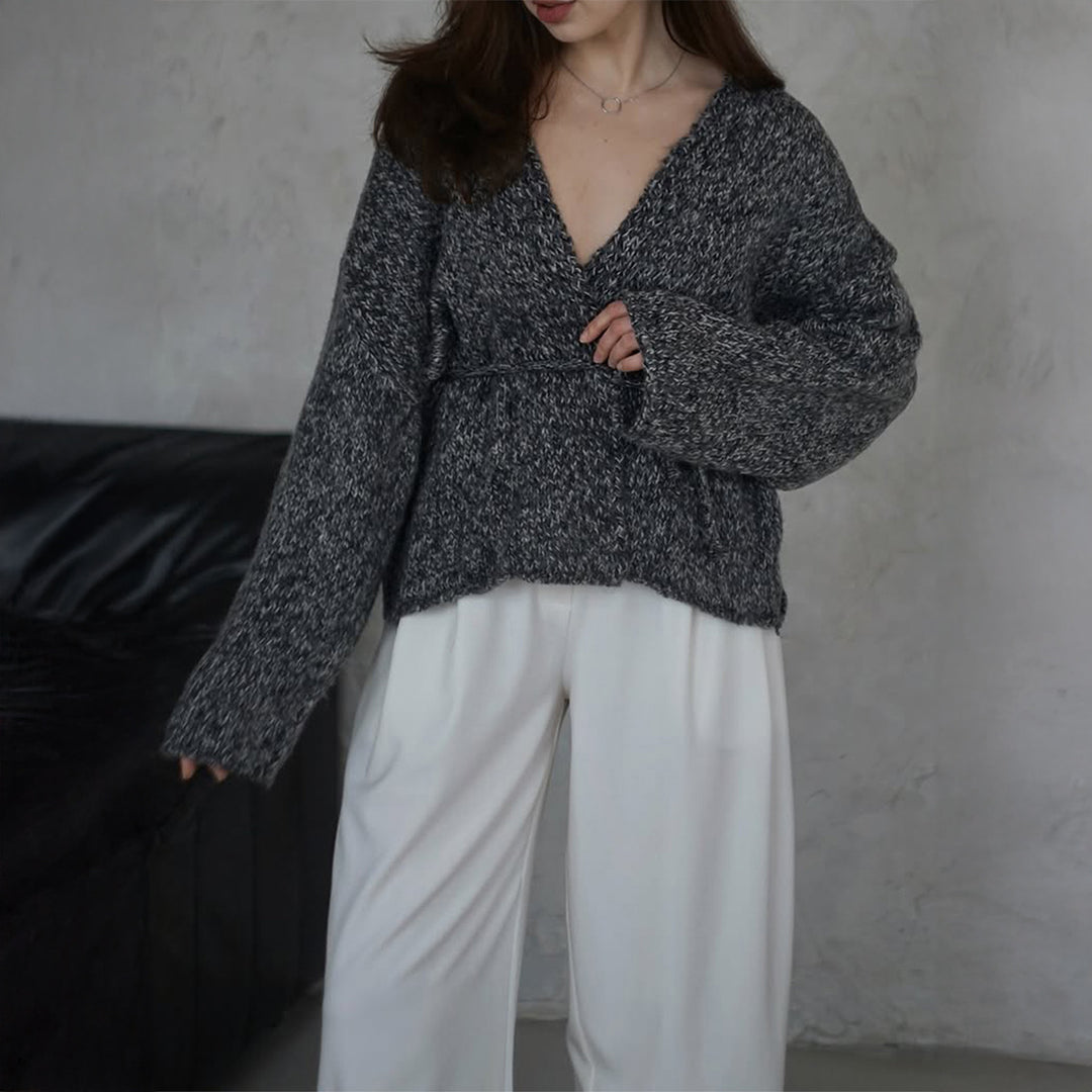 Women nan oversized Bouclé cardigan with waist belt and kimono sleeves Mune Fashion