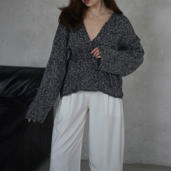 Women nan oversized Bouclé cardigan with waist belt and kimono sleeves Mune Fashion