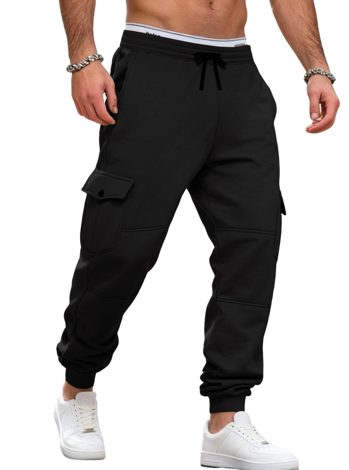 Men's casual jogging pants with cargo pockets, drawstring, and ribbed ankle hem Mune Fashion