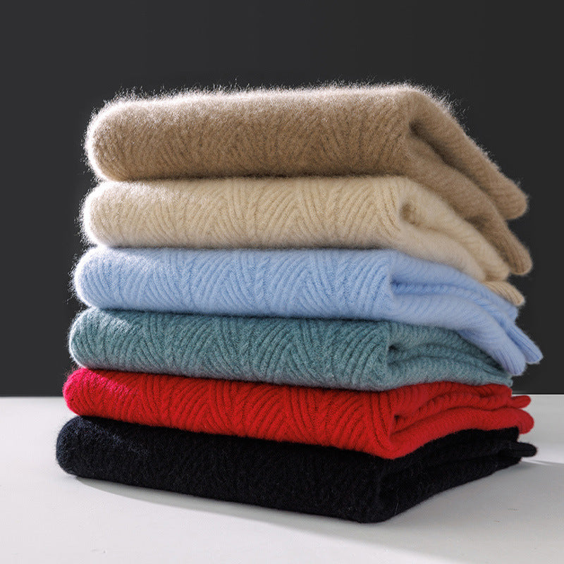 Men's structured crew neck pullover made of soft wool blend with chevron knit Mune Fashion