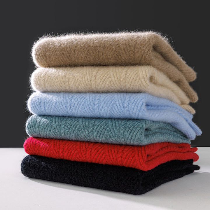 Men's structured crew neck pullover made of soft wool blend with chevron knit Mune Fashion
