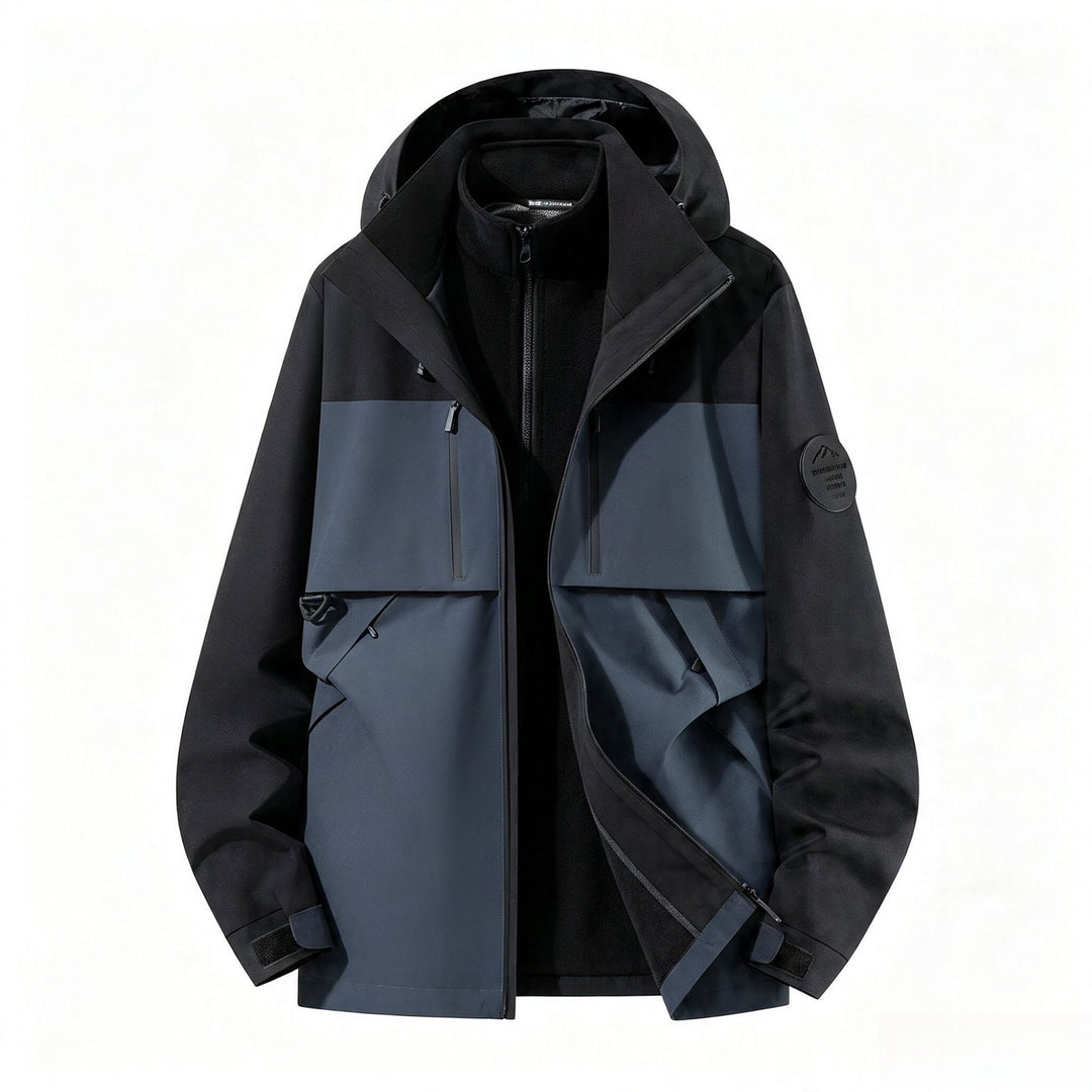 Men's three-layer softshell outdoor jacket with removable fleece lining and hood Mune Fashion