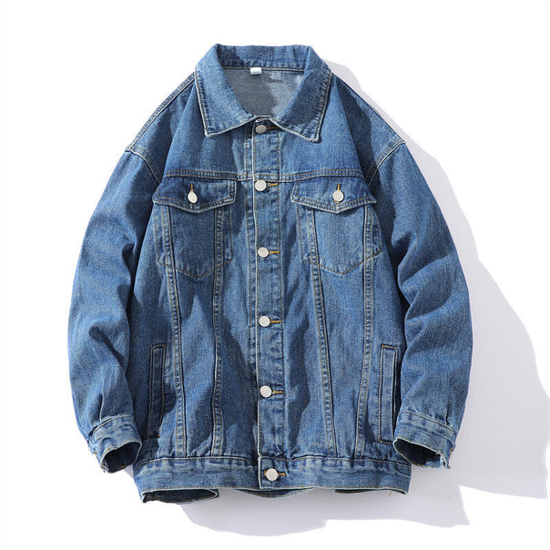 Men's Oversize Denim Jacket made of Stonewashed Denim with Snap Fastener and Chest Pockets Mune Fashion