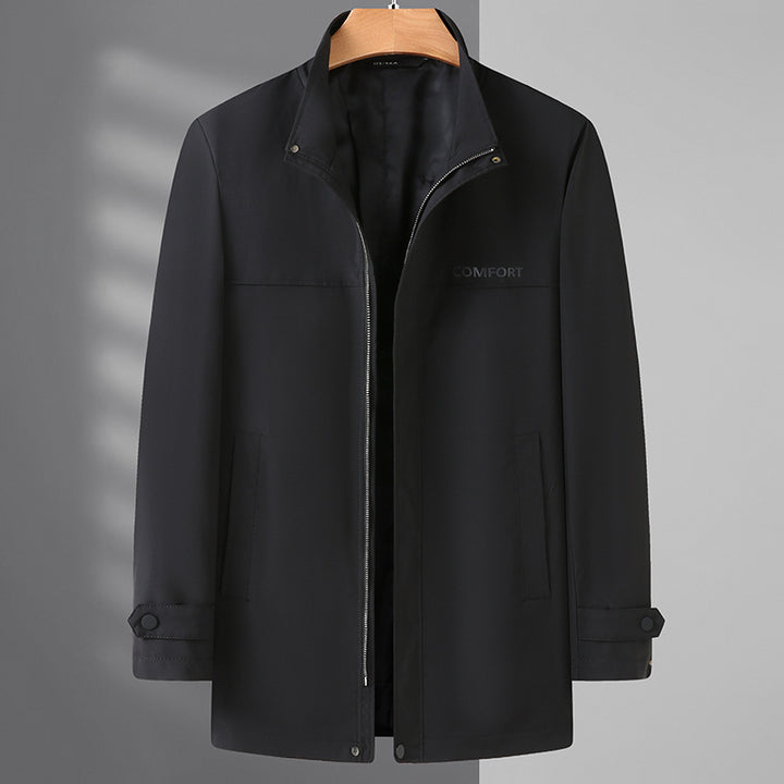 Men's Lightweight Water-Repellent Short Coat with Stand-Up Collar and Concealed Zipper Mune Fashion