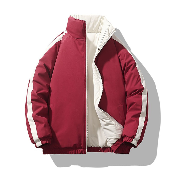 Men's short-cut thermo puffer jacket with high, adjustable stand collar and contrasted inner lining Mune Fashion