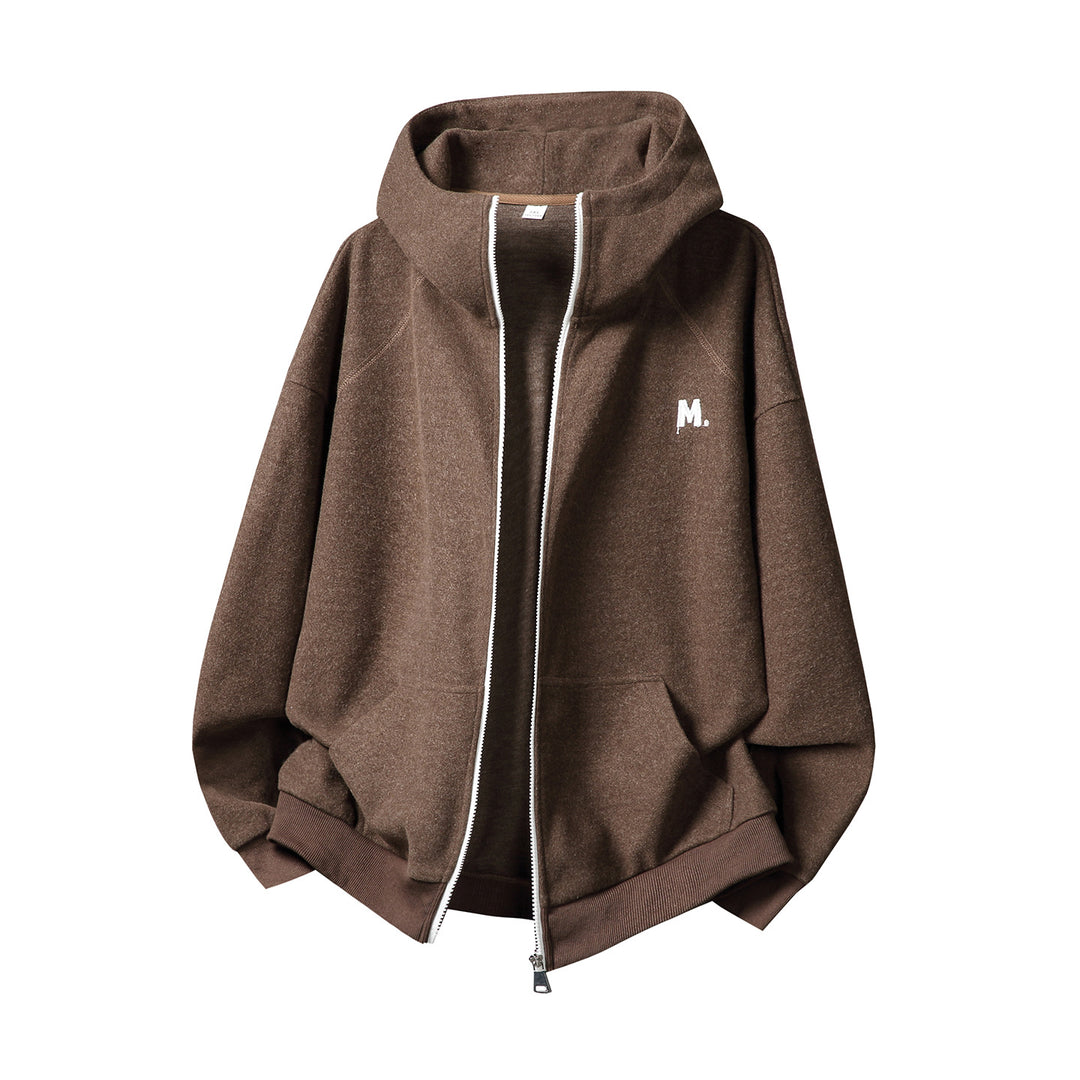 Unisex Oversize Hooded Jacket with Full Zip and Minimal Chest Embroidery Mune Fashion