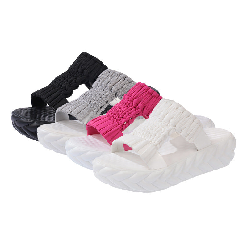 Women braided comfort sandals with padded platform sole Mune Fashion
