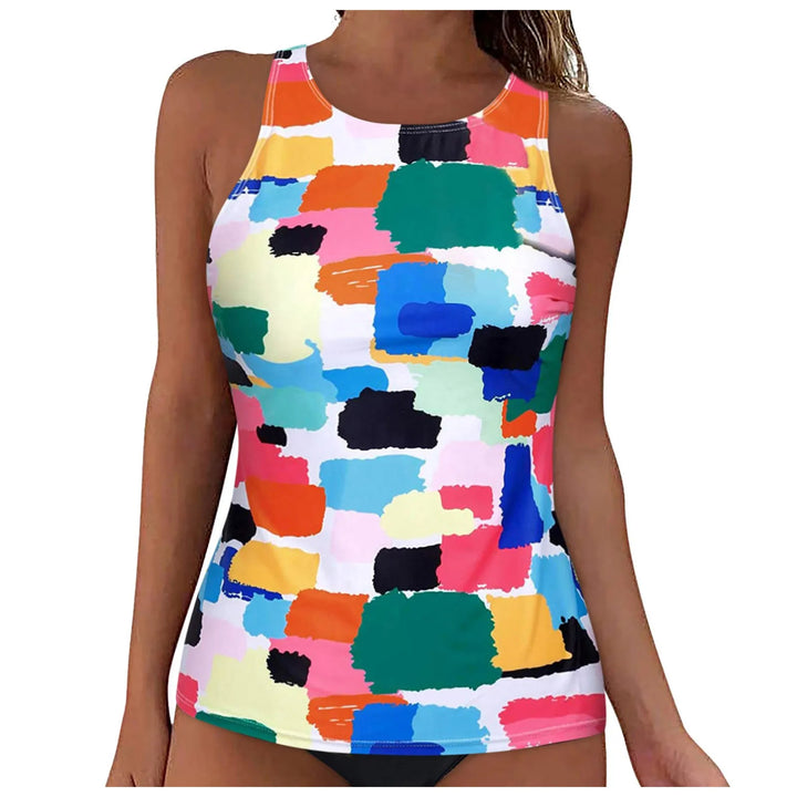 Women's Sporty Tankini Top with Fashionable Back Cutout Mune Fashion