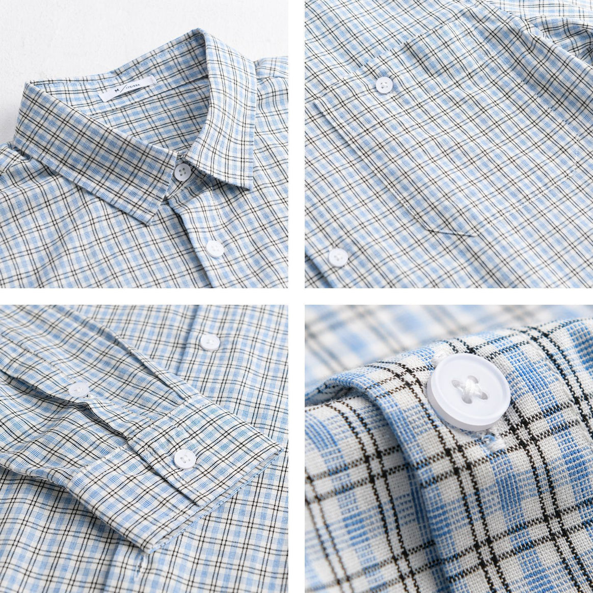 Men's Fine Checkered Pattern Layering Shirt made of Cotton Poplin with Chest Pocket and Relaxed Hem Mune Fashion