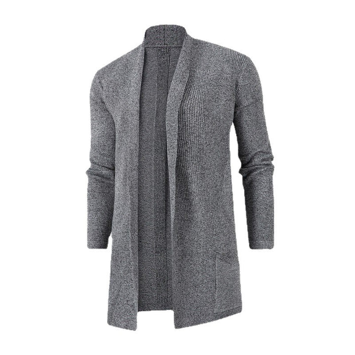 Women's longer open knitted cardigan with patch pockets and shawl collar Mune Fashion