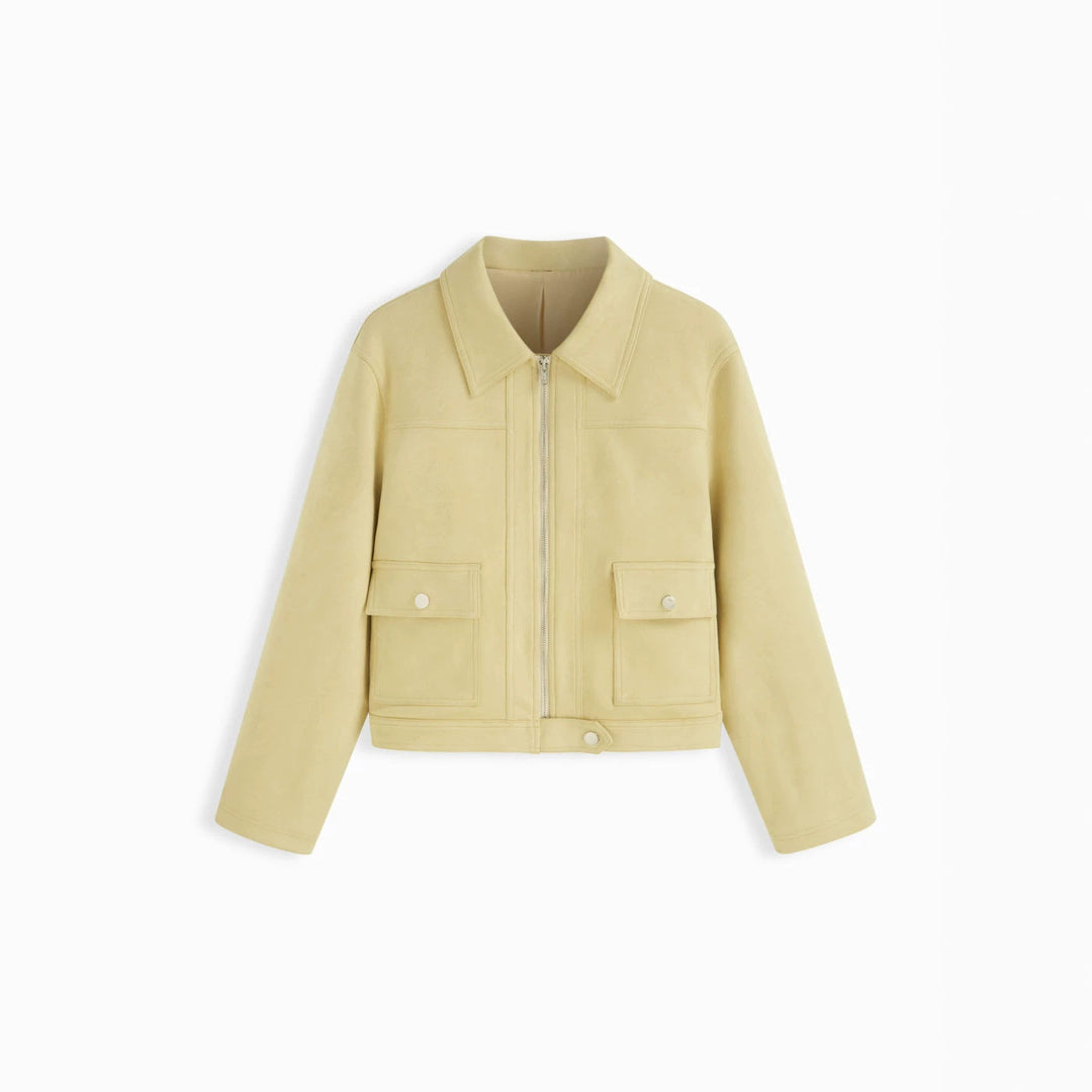Women’s short jacket with zipper, shirt collar and flap pockets Drune