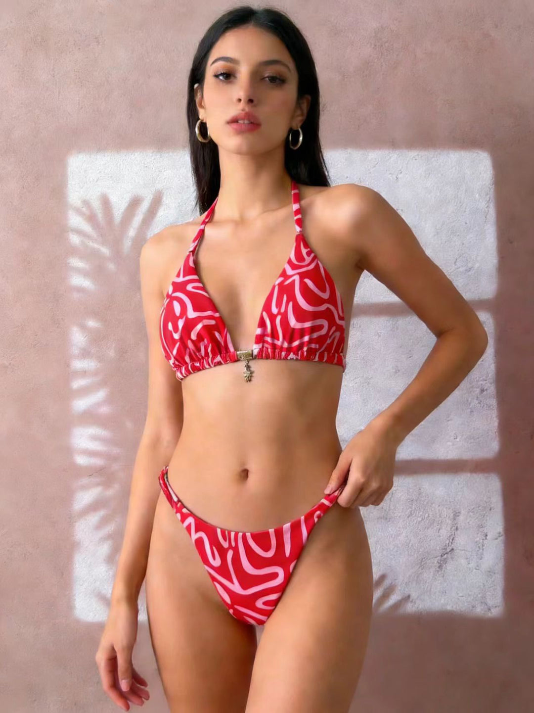 Women's triangle bikini with floral patterns and adjustable straps Mune Fashion