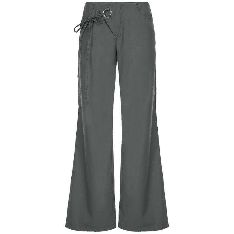 Women's flared trousers with decorative metal eyelet waistband and stretch jersey Mune Fashion