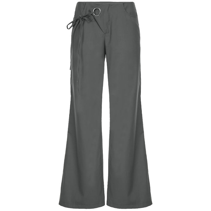 Women's flared trousers with decorative metal eyelet waistband and stretch jersey Mune Fashion