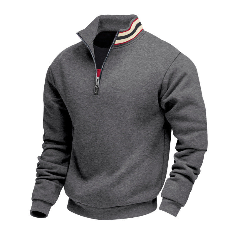 Men's half-zip sweatshirt with sporty ring collar and soft fleece inner lining Mune Fashion
