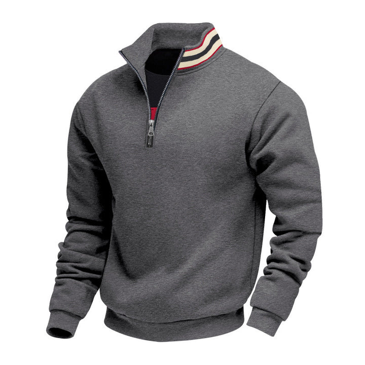 Men's half-zip sweatshirt with sporty ring collar and soft fleece inner lining Mune Fashion