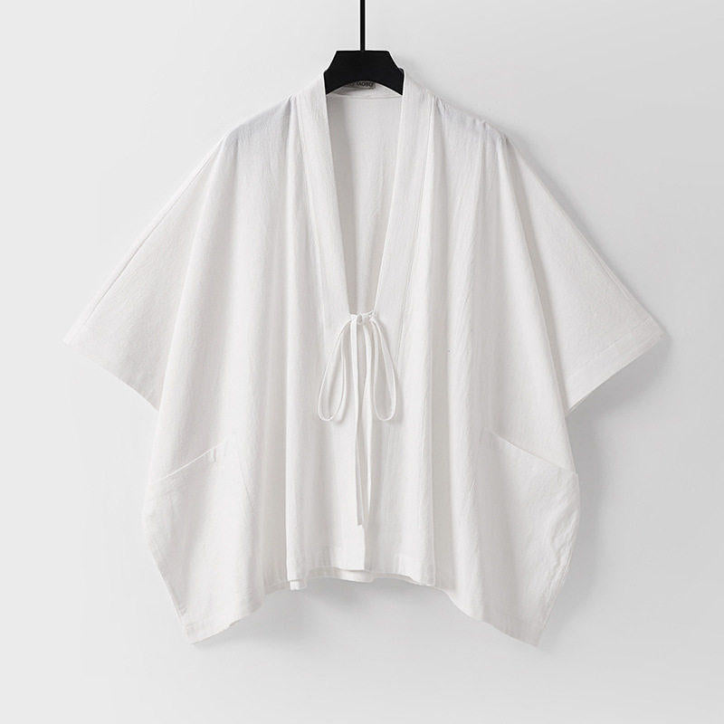 Women Oversize Kimono Cardigan with Tie and Patch Pockets Mune Fashion