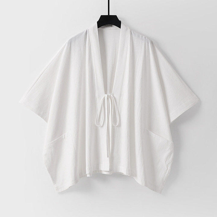 Women Oversize Kimono Cardigan with Tie and Patch Pockets Mune Fashion