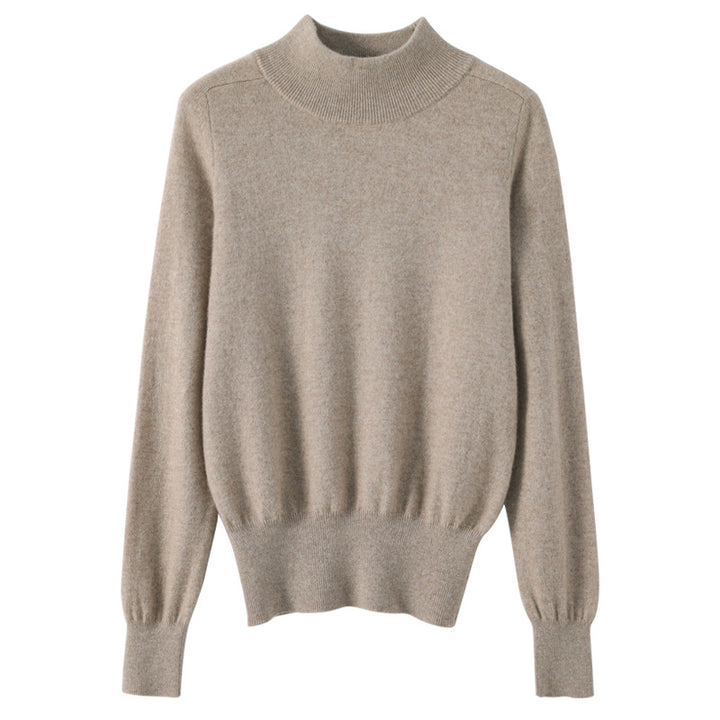 Women's Mockneck Pullover made of fluffy Angora blend with casual balloon sleeve silhouette Mune Fashion