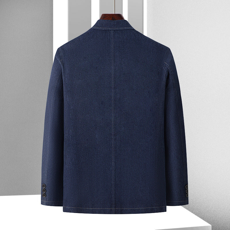 Men's Smart-Casual Denim Blazer with Patches and Contrast Seams Mune Fashion