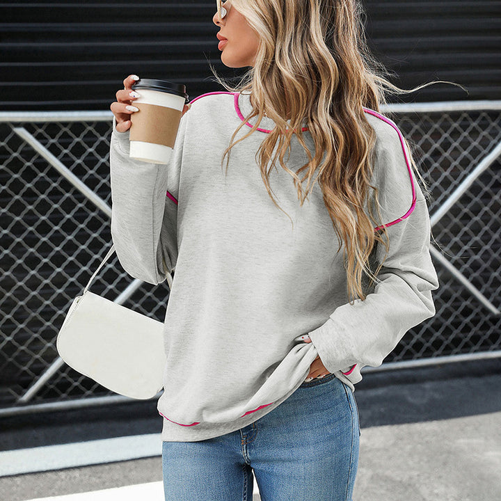 Ladies Oversize Sweatshirt with Contrast Seams and Ribbed Hem Mune Fashion