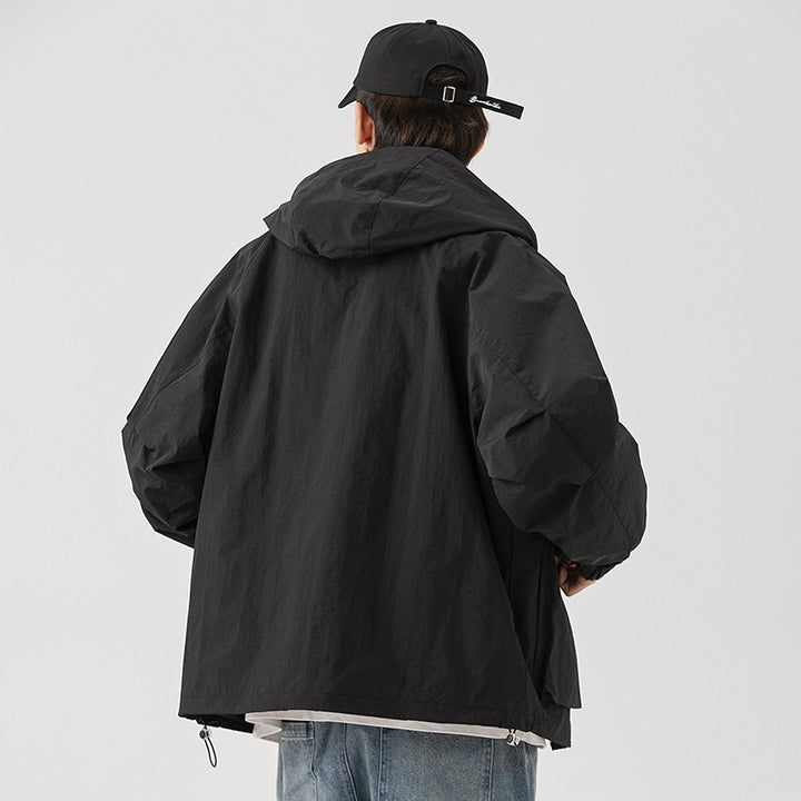 Women's Oversize Utility Transition Jacket with Hood, Multiple Pockets & Drawstring Mune Fashion
