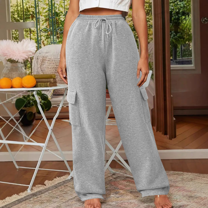 Women Soft Cargo Lounge Pants with Elastic Waist and Wide Leg Mune Fashion
