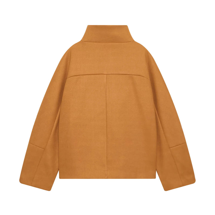 Women's trendy oversized wool blend jacket with high stand-up collar and large patch pockets Mune Fashion