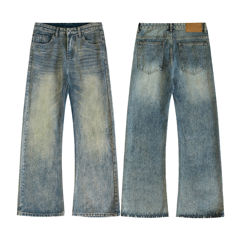 Men's Wide Flared Jeans made from washed denim with subtle fade effects Mune Fashion