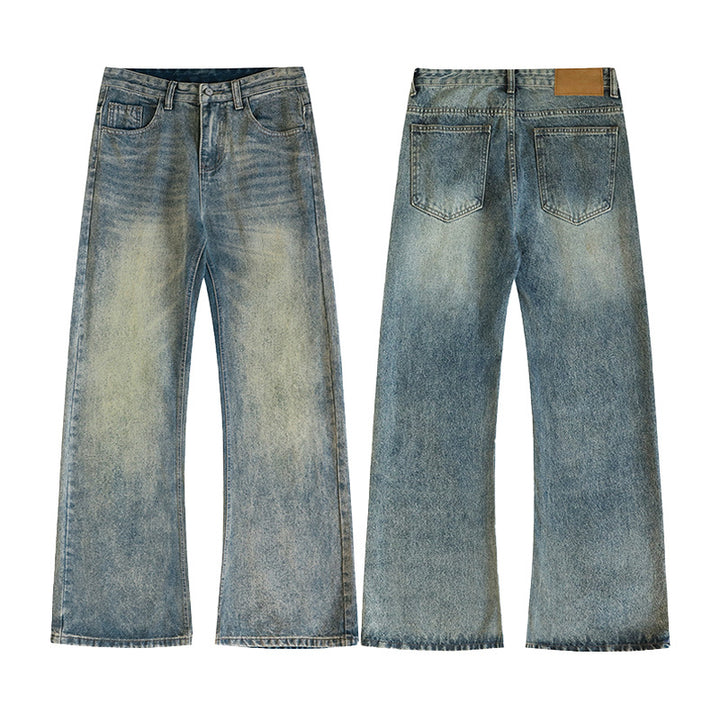 Men's Wide Flared Jeans made from washed denim with subtle fade effects Mune Fashion