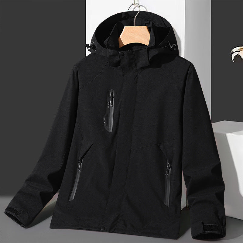 Men's softshell windbreaker with hood, waterproof zippers, and adjustable hem Mune Fashion
