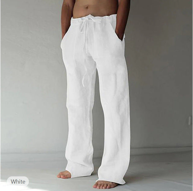 Men's linen pants with a loose fit, drawstring, and side pockets Mune Fashion
